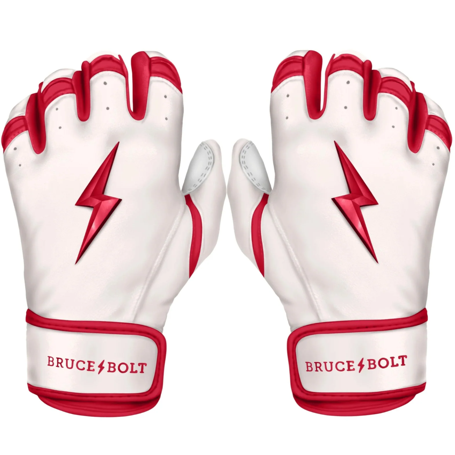 Bruce Bolt Premium Pro Chrome Short Cuff Batting Gloves - Red