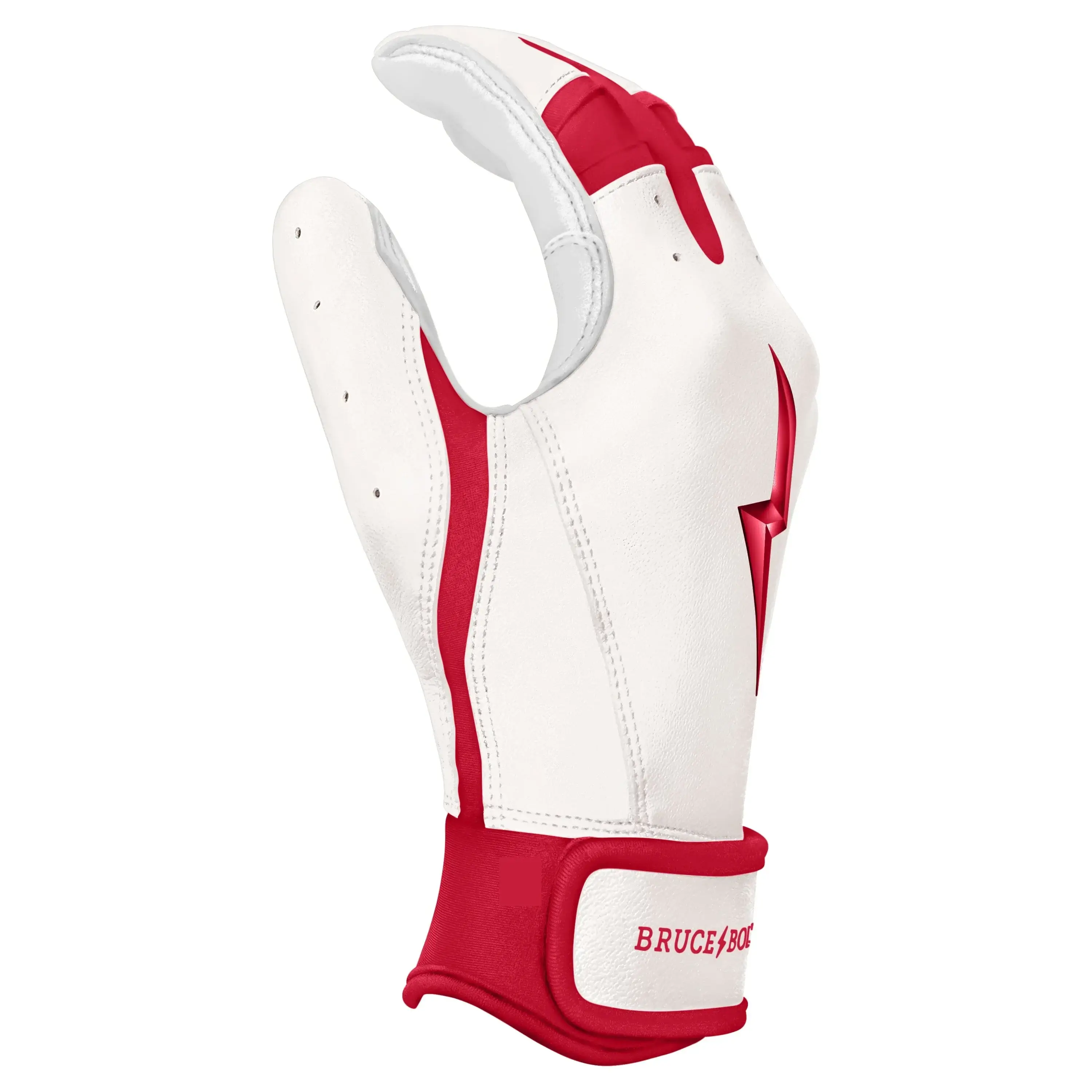 Bruce Bolt Premium Pro Chrome Short Cuff Batting Gloves - Red - Image 2