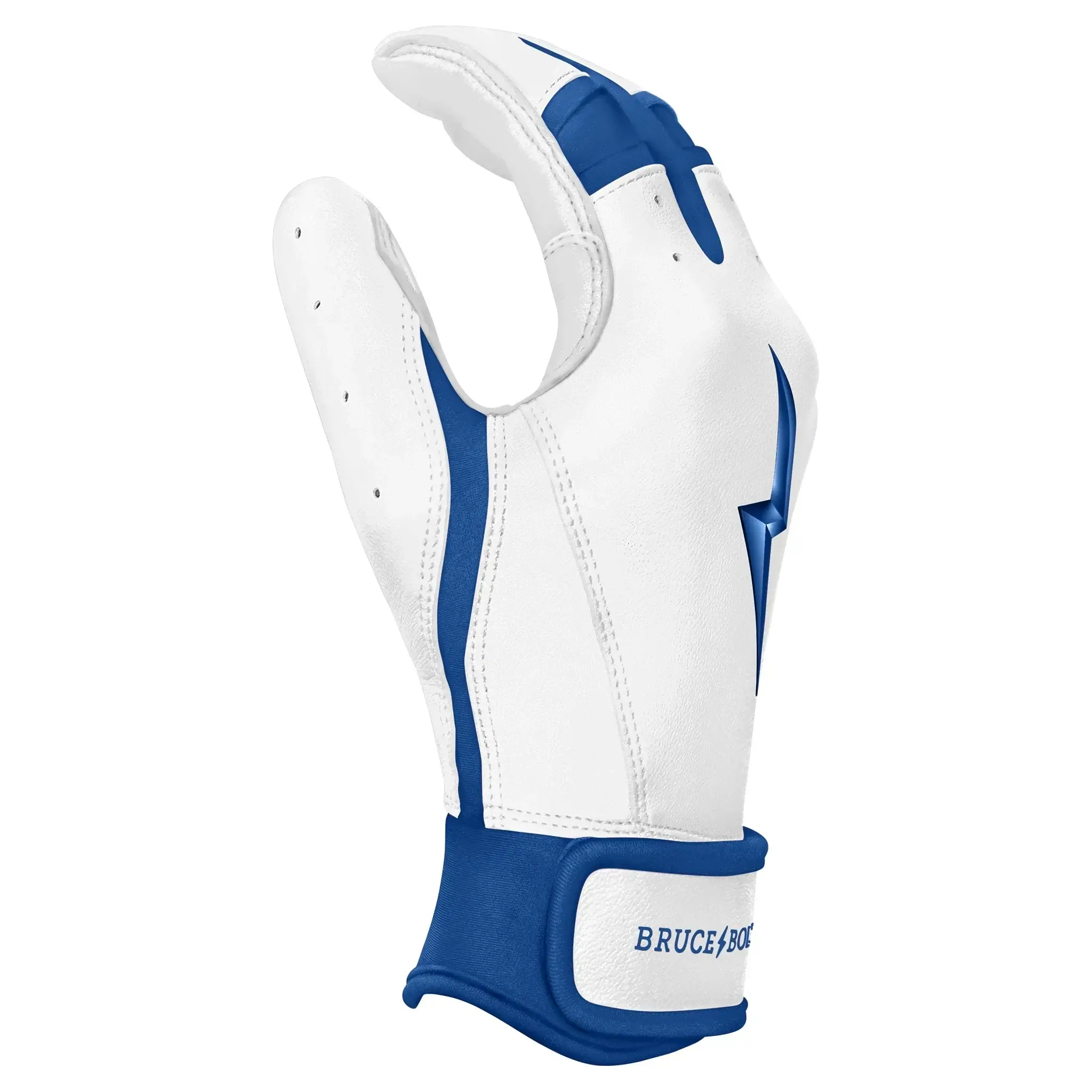 Bruce Bolt Premium Pro Chrome Short Cuff Batting Gloves - Royal - Image 5