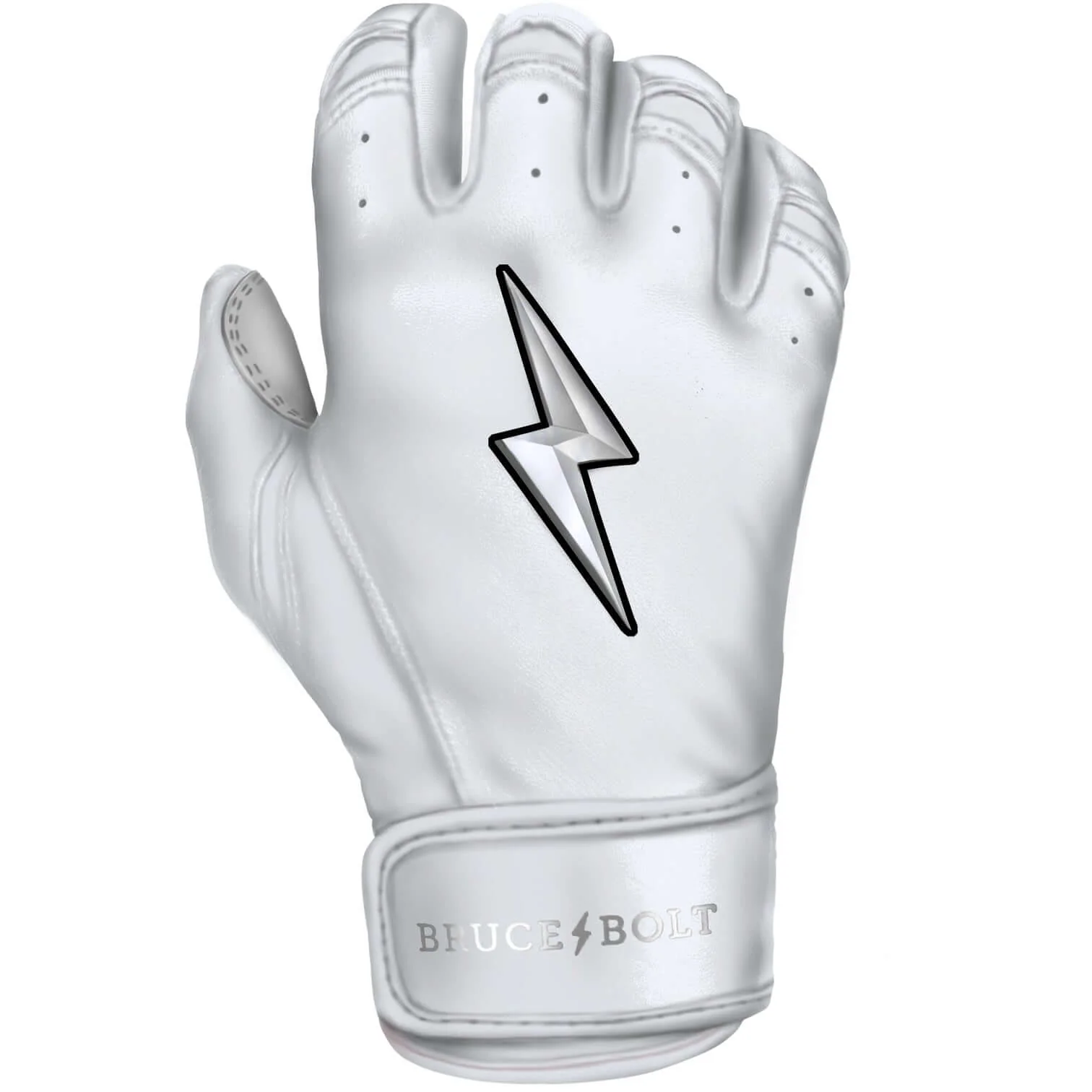 Bruce Bolt Premium Pro Chrome Short Cuff Batting Gloves White - Image 8