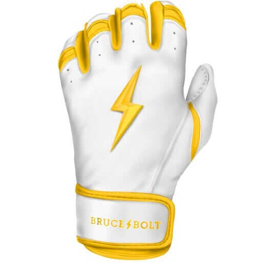 Bruce Bolt Premium Pro Chrome Short Cuff Batting Gloves Yellow - Image 2