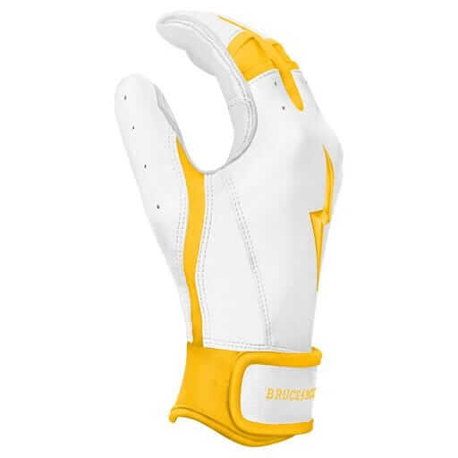 Bruce Bolt Premium Pro Chrome Short Cuff Batting Gloves Yellow - Image 5