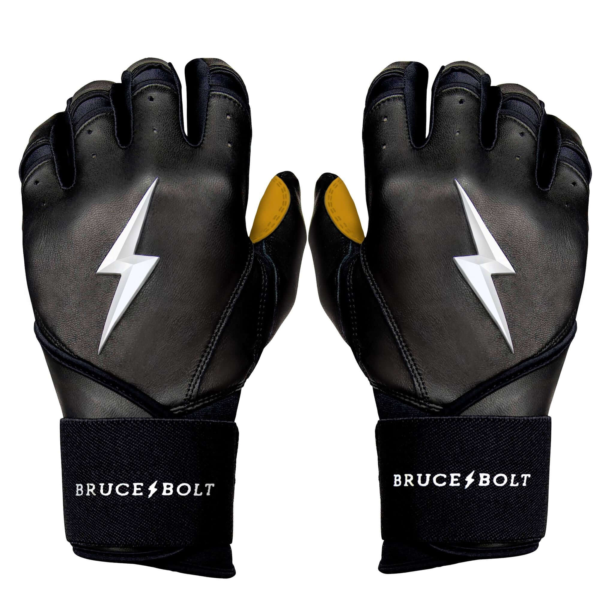 Bruce Bolt Premium Pro Long Cuff Batting Gloves - Black