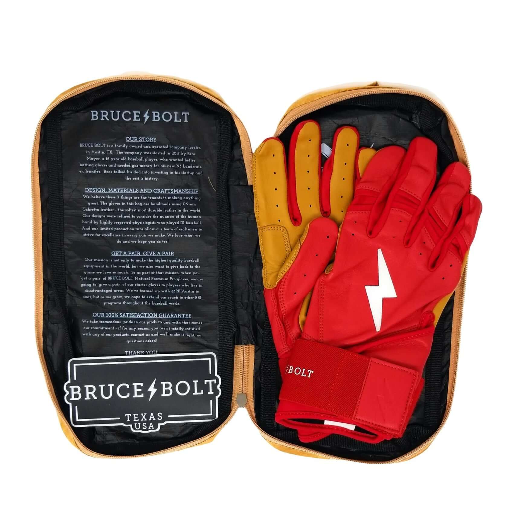 Bruce Bolt Premium Pro Long Cuff Batting Gloves - Red - Image 3