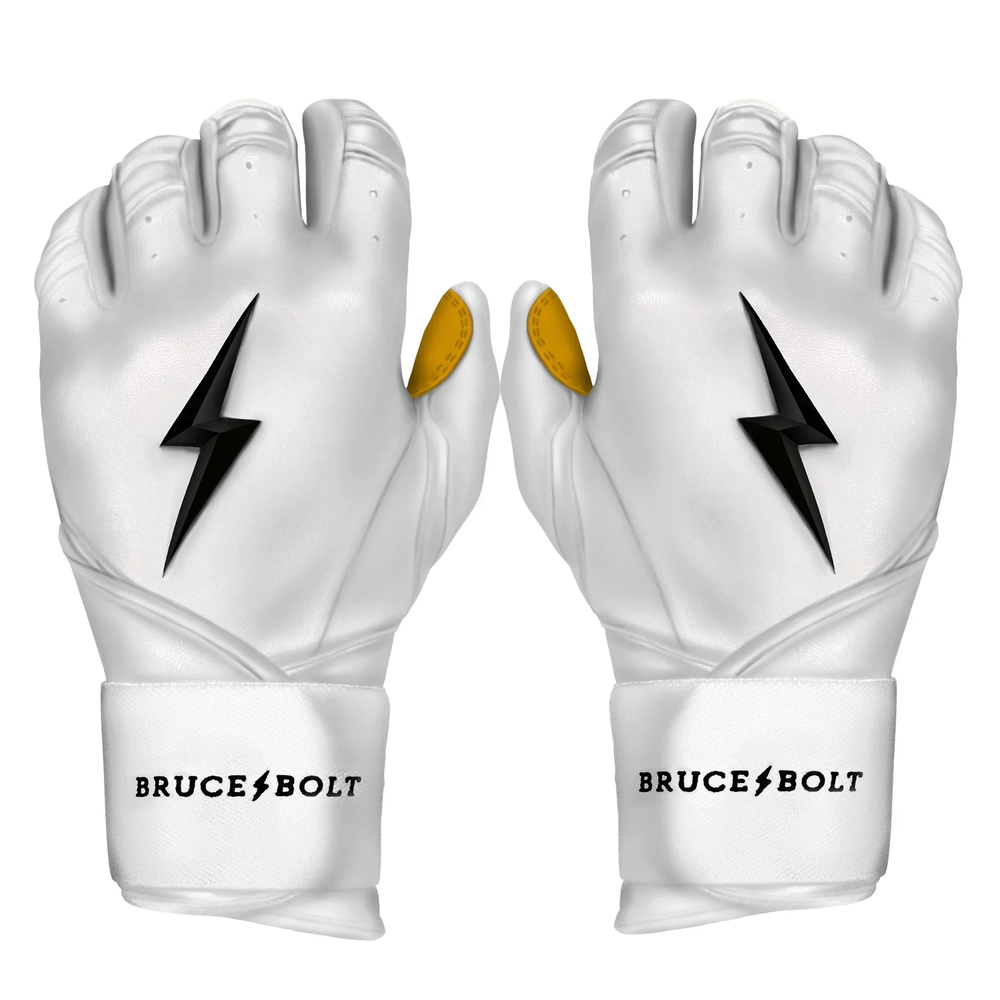 Bruce Bolt Premium Pro Long Cuff Batting Gloves White - Image 8