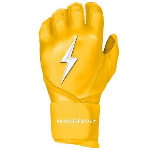 Bruce Bolt Premium Pro Long Cuff Batting Gloves Yellow - Image 4