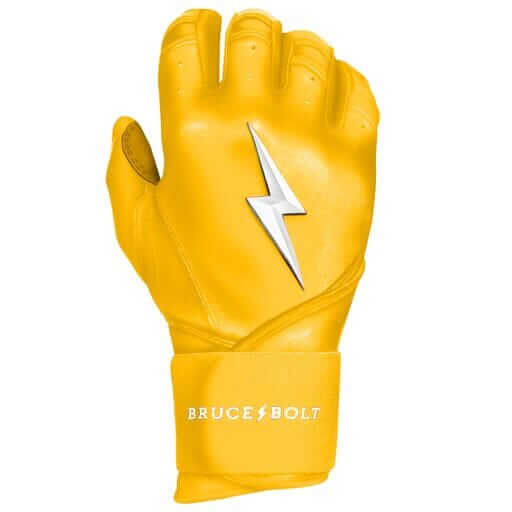Bruce Bolt Premium Pro Long Cuff Batting Gloves Yellow - Image 5