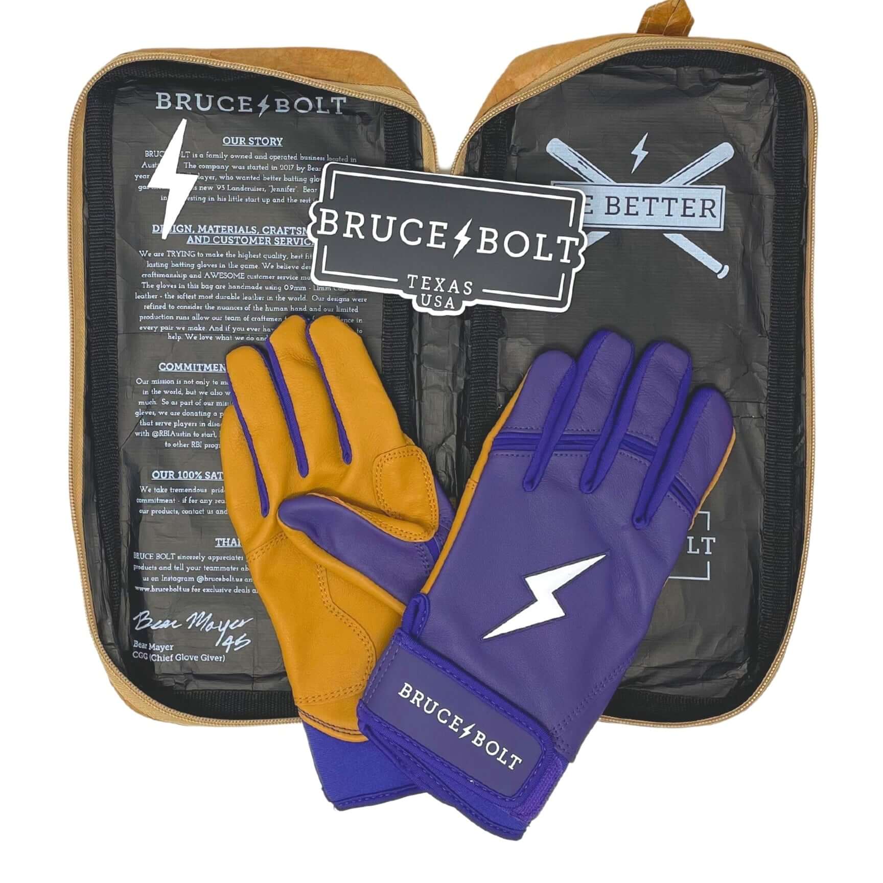 Bruce Bolt Premium Pro Short Cuff Batting Gloves Purple - Image 6