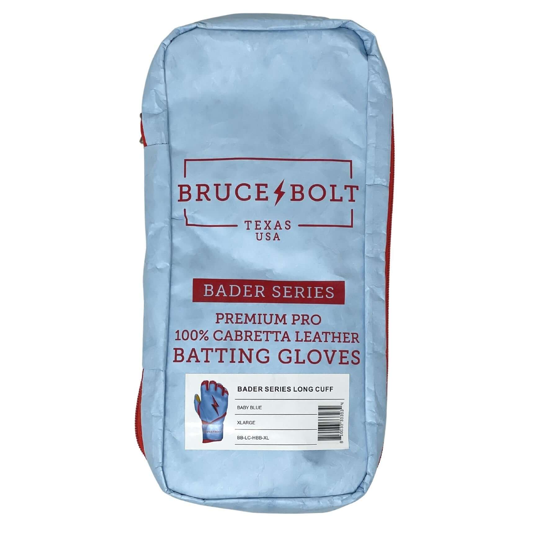 Bruce Bolt Youth Premium Pro Bader Series Long Cuff Batting Gloves Baby Blue - Image 3