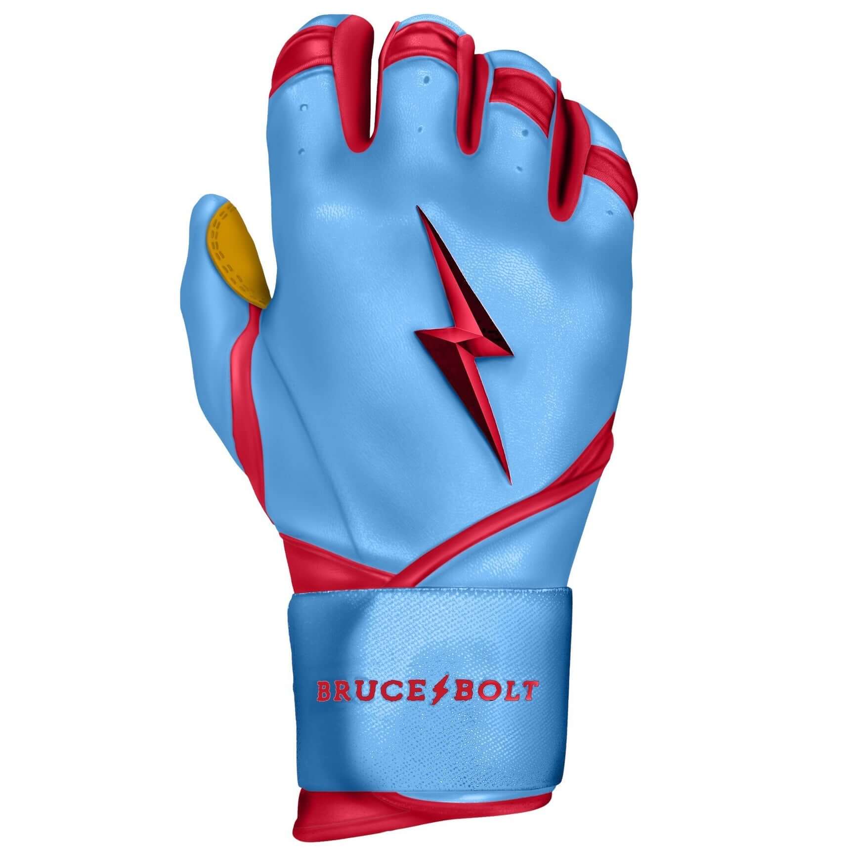 Bruce Bolt Youth Premium Pro Bader Series Long Cuff Batting Gloves Baby Blue - Image 7
