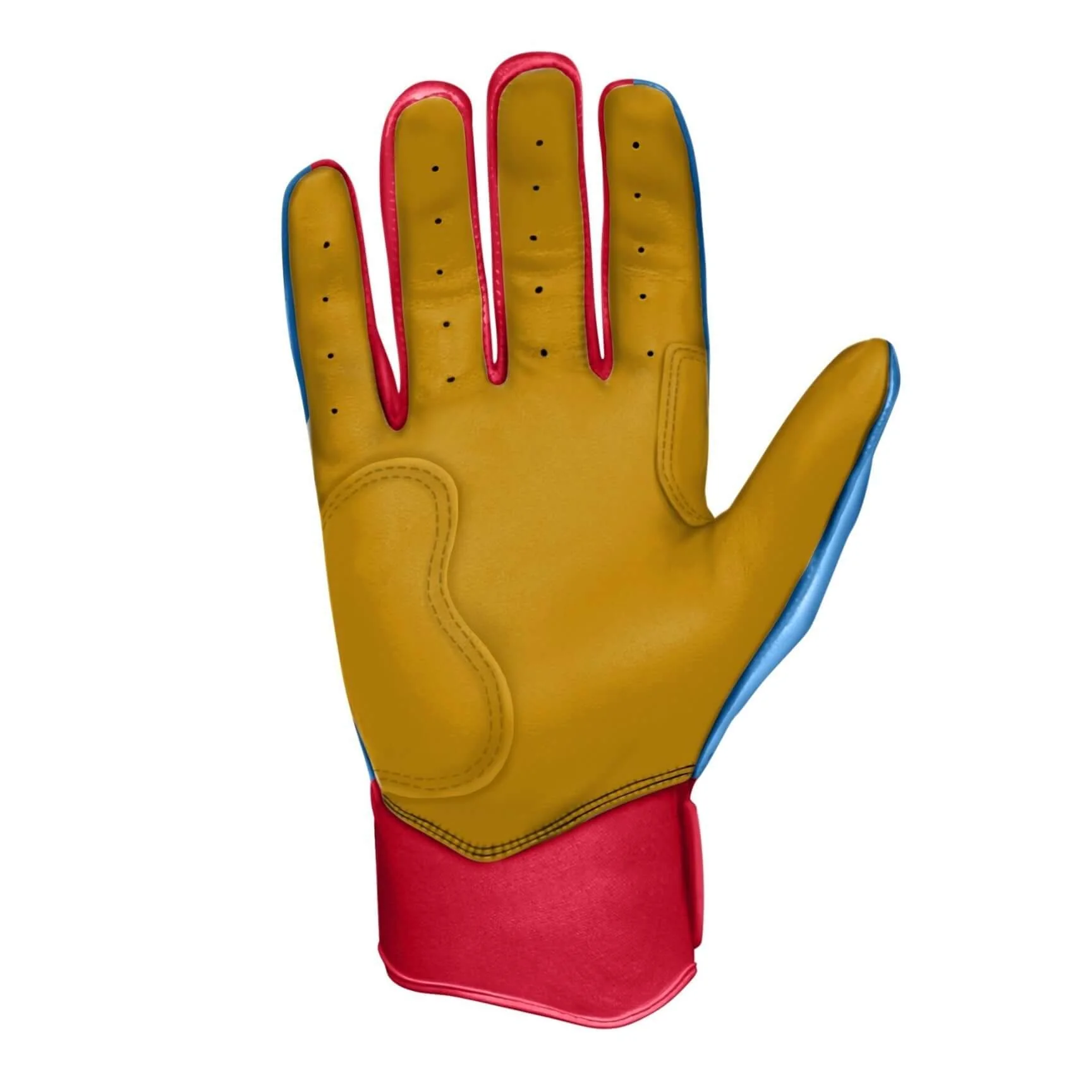 Bruce Bolt Youth Premium Pro Bader Series Short Cuff Batting Gloves Baby Blue - Image 4