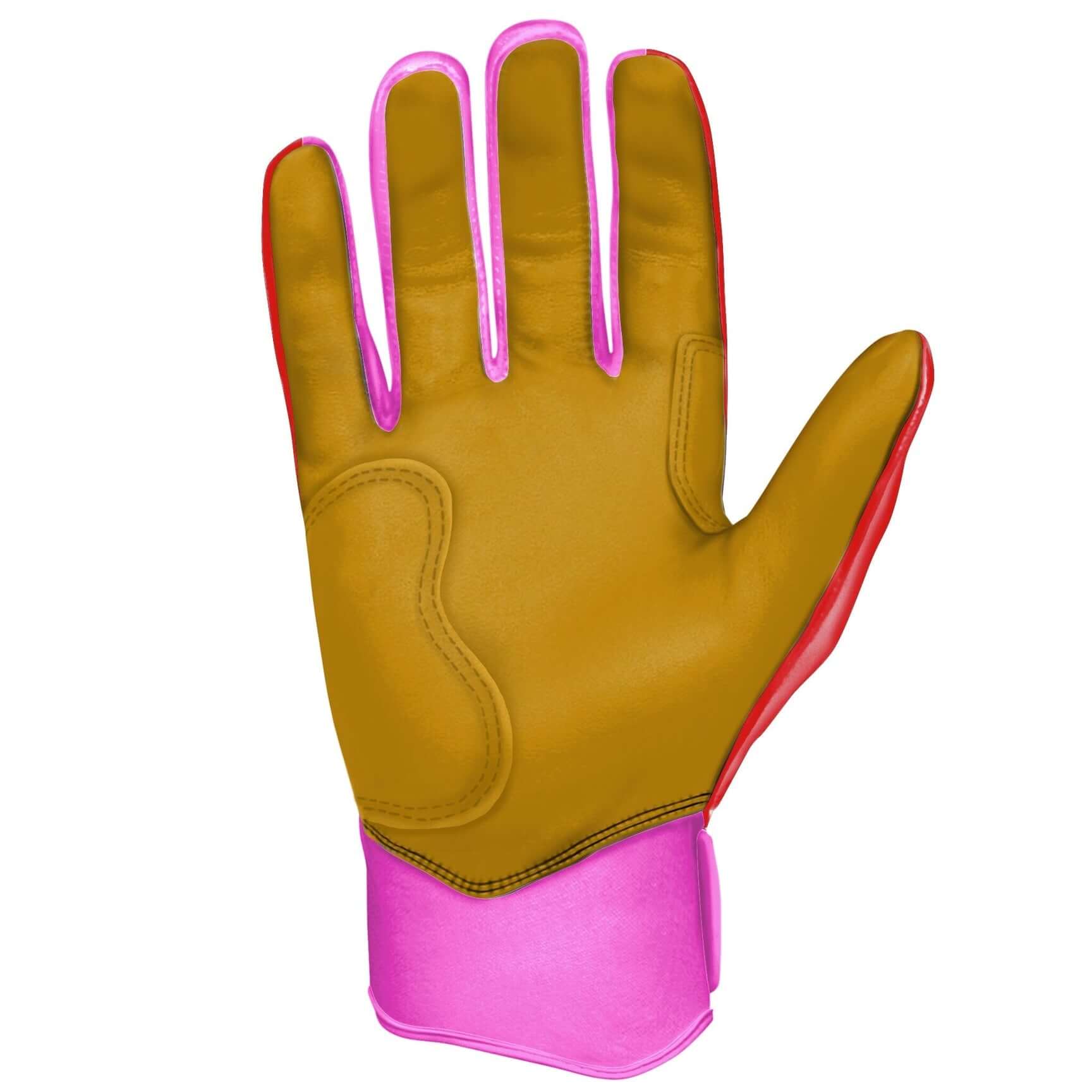 Bruce Bolt Youth Premium Pro Bader Series Short Cuff Batting Gloves Pink - Image 2