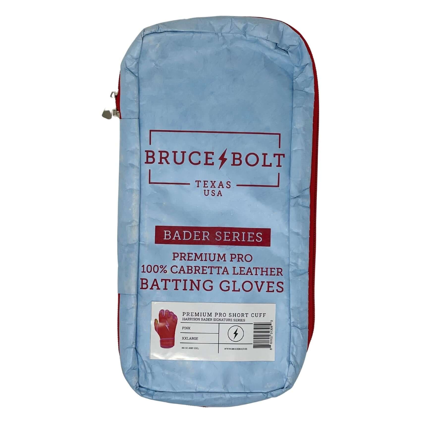 Bruce Bolt Youth Premium Pro Bader Series Short Cuff Batting Gloves Pink - Image 3