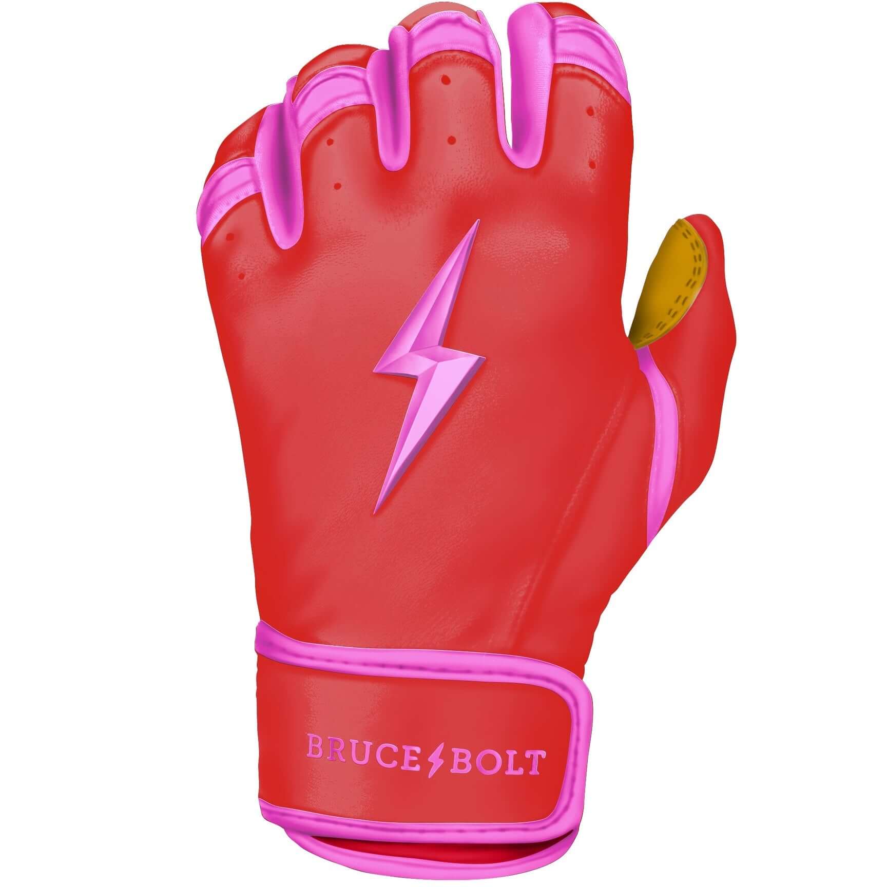 Bruce Bolt Youth Premium Pro Bader Series Short Cuff Batting Gloves Pink - Image 6