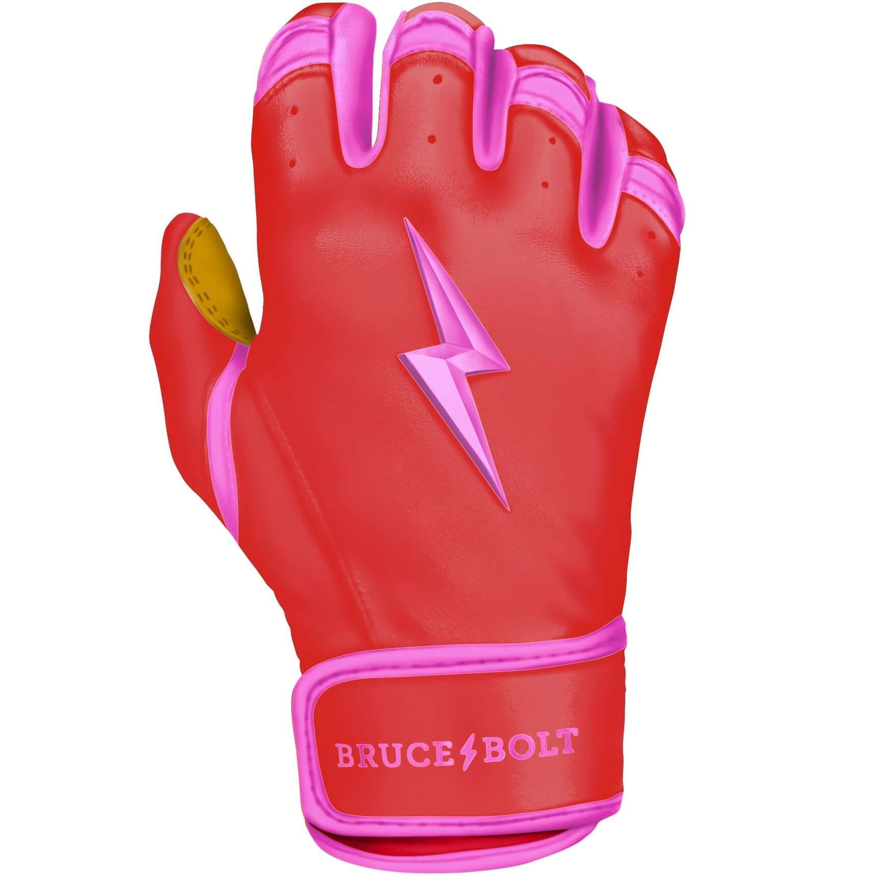 Bruce Bolt Youth Premium Pro Bader Series Short Cuff Batting Gloves Pink - Image 7