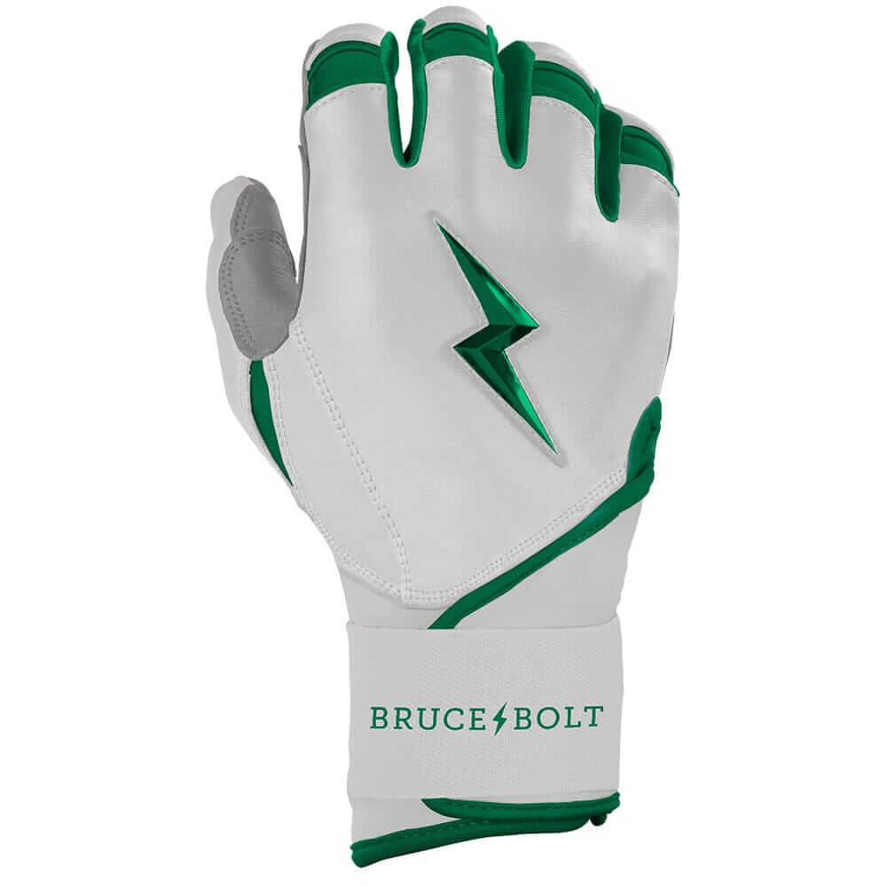 Bruce Bolt Youth Premium Pro Chrome Long Cuff Batting Gloves - Green - Image 2