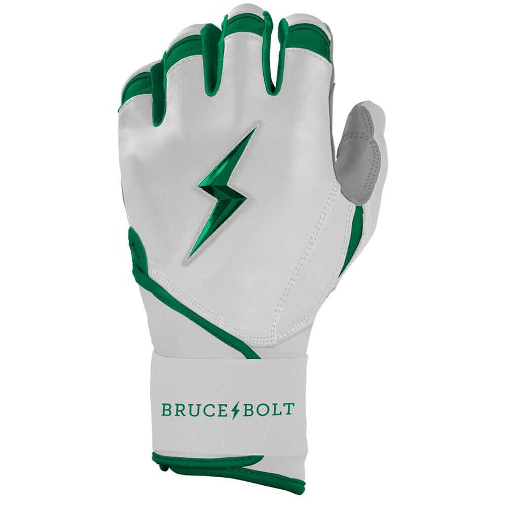 Bruce Bolt Youth Premium Pro Chrome Long Cuff Batting Gloves - Green - Image 4