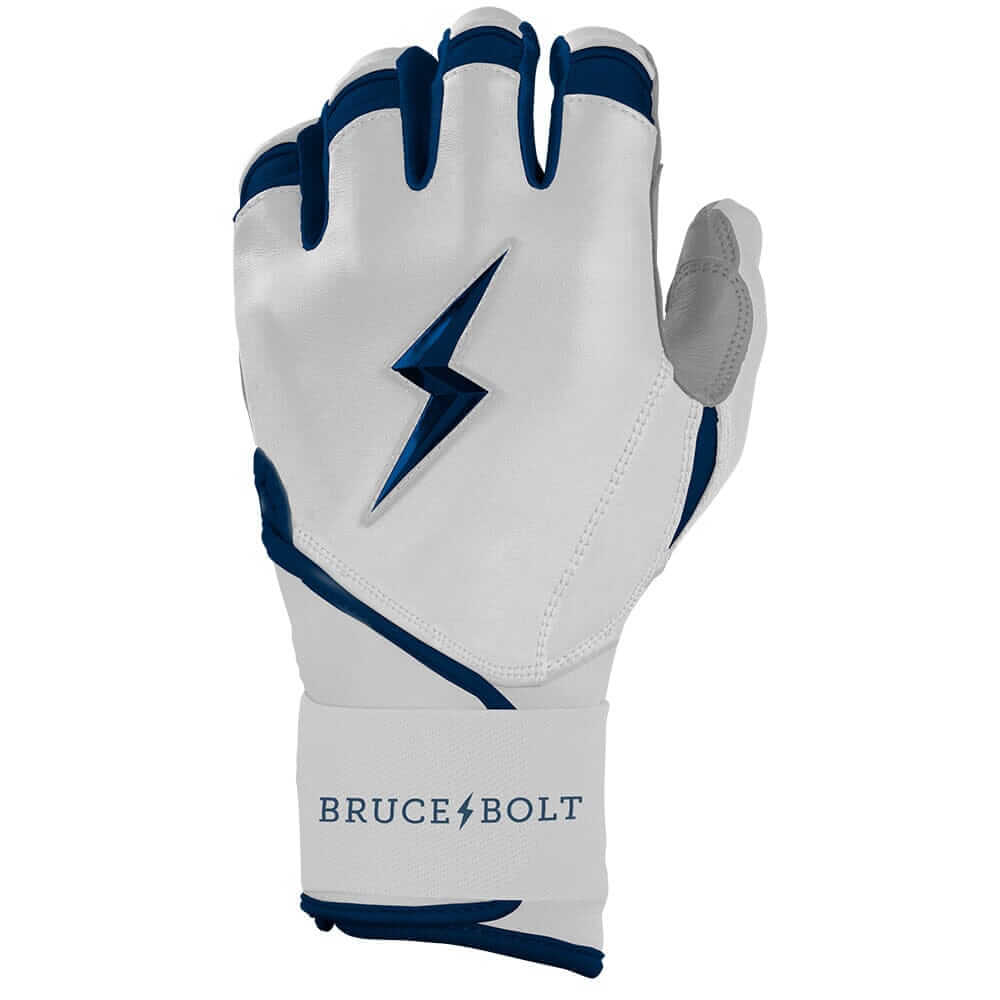 Bruce Bolt Youth Premium Pro Chrome Long Cuff Batting Gloves - Navy - Image 3