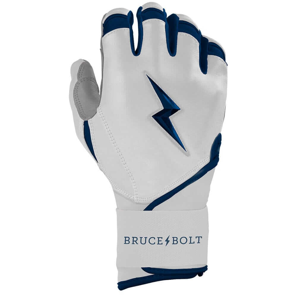 Bruce Bolt Youth Premium Pro Chrome Long Cuff Batting Gloves - Navy - Image 4
