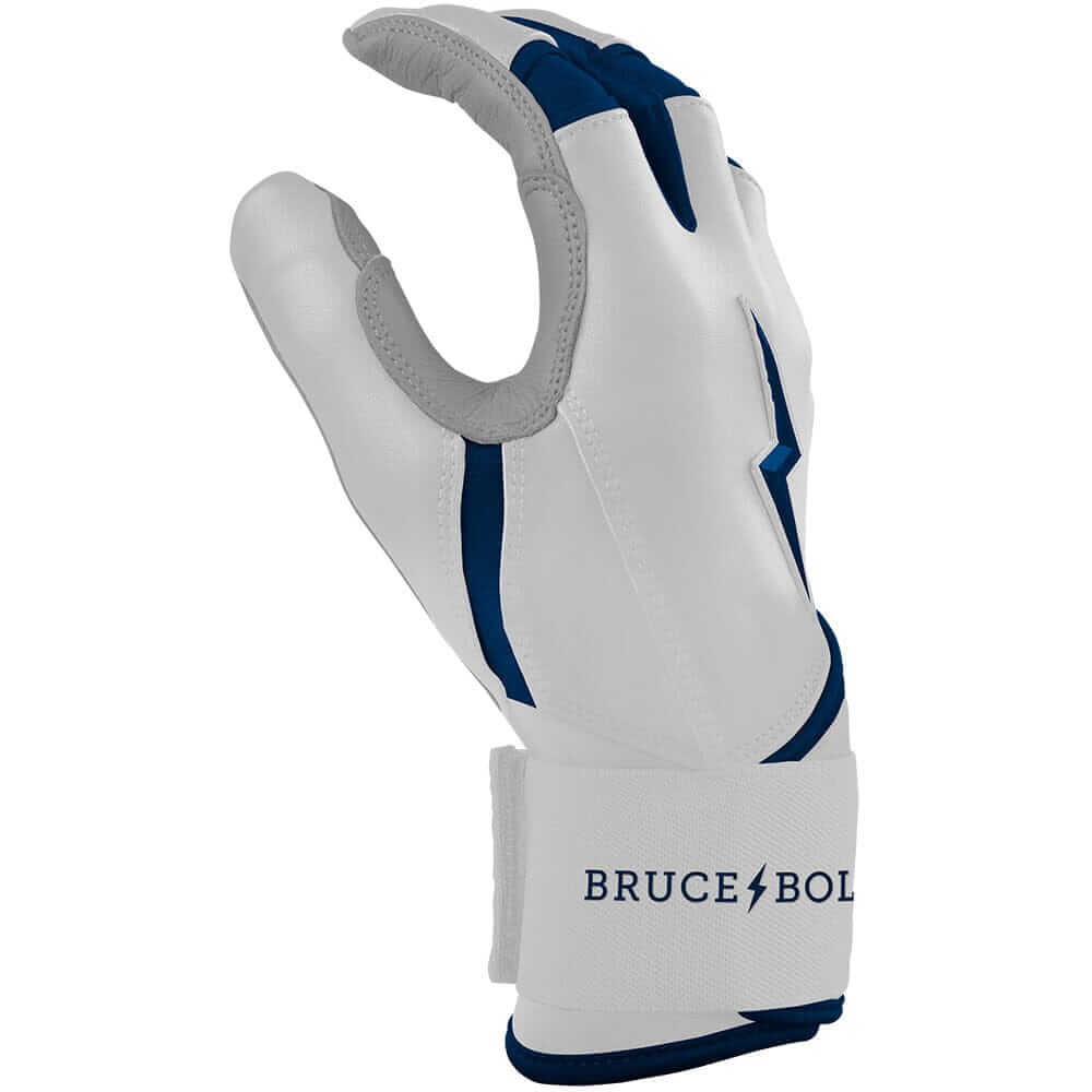 Bruce Bolt Youth Premium Pro Chrome Long Cuff Batting Gloves - Navy - Image 5