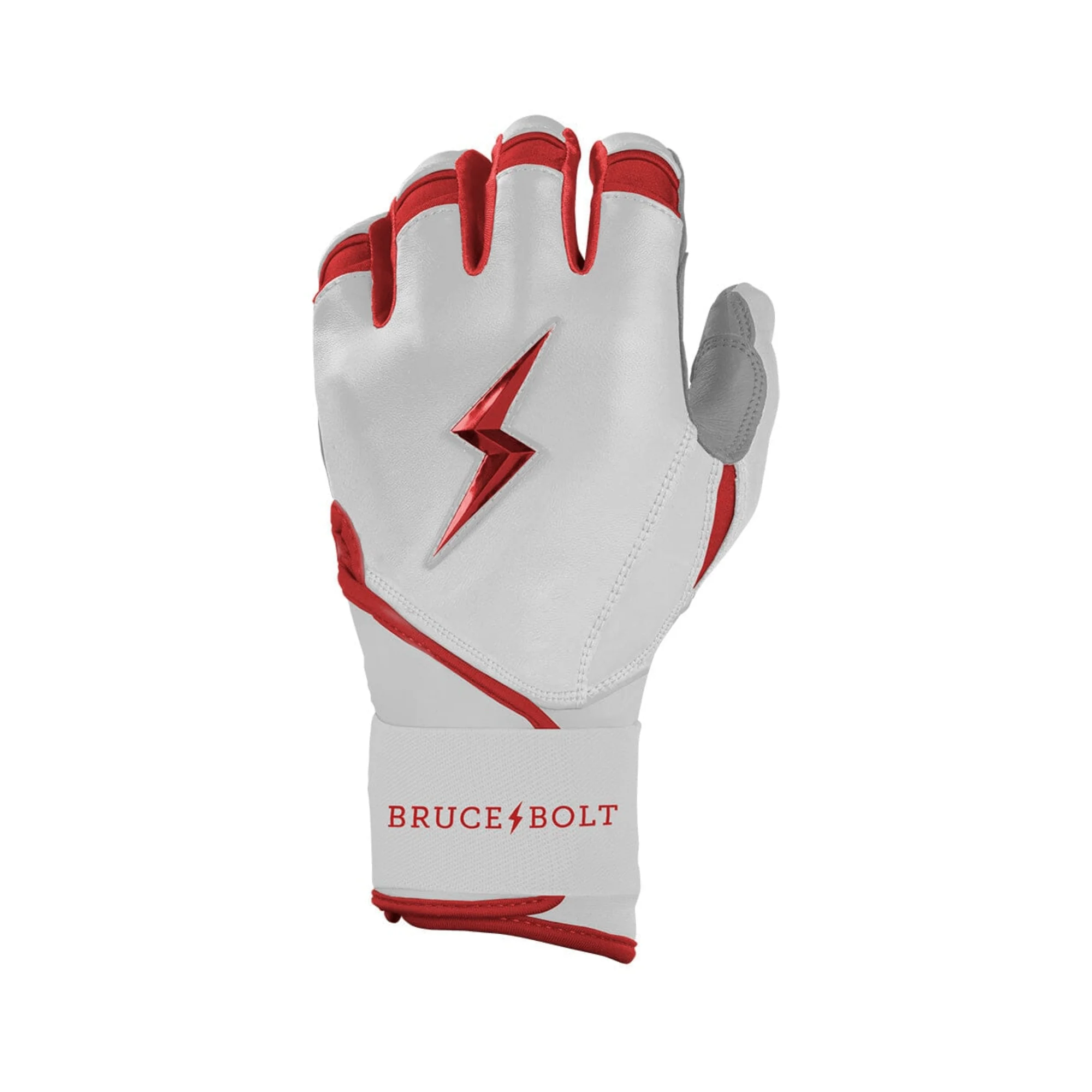 Bruce Bolt Youth Premium Pro Chrome Long Cuff Batting Gloves - Red - Image 2