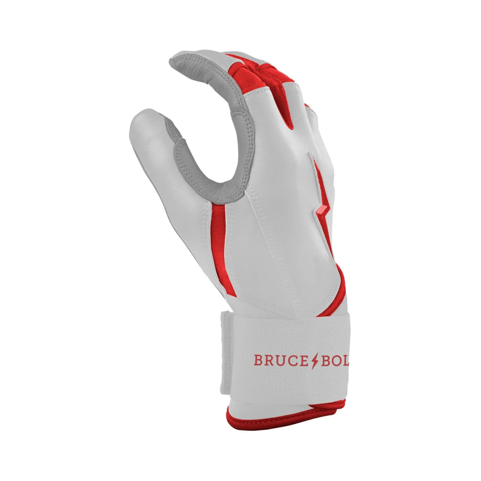 Bruce Bolt Youth Premium Pro Chrome Long Cuff Batting Gloves - Red - Image 3