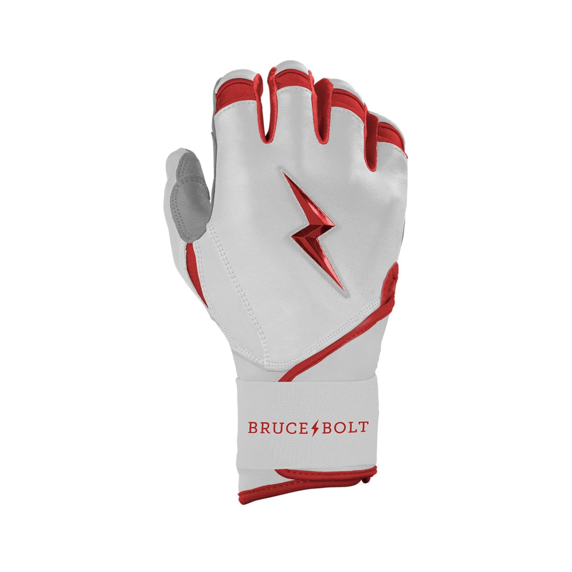 Bruce Bolt Youth Premium Pro Chrome Long Cuff Batting Gloves - Red - Image 5