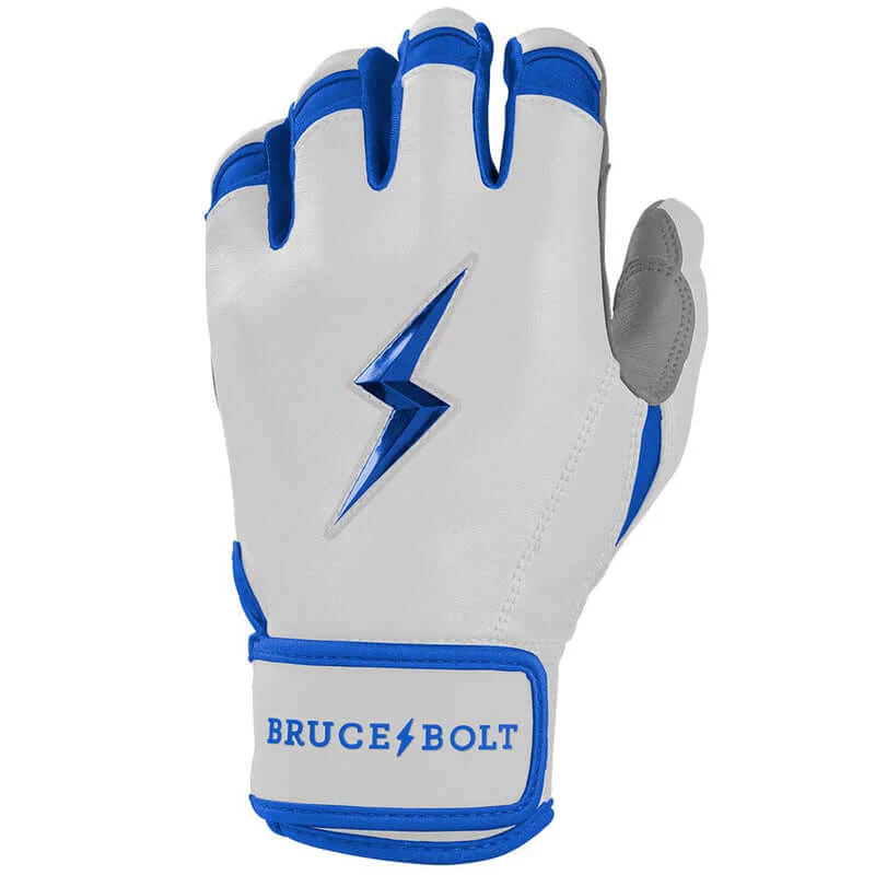 Bruce Bolt Youth Premium Pro Chrome Series Short Cuff Batting Gloves - Royal - Image 3