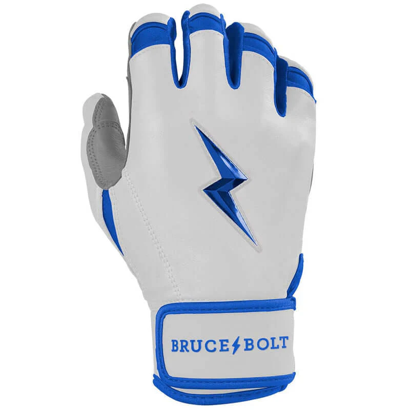Bruce Bolt Youth Premium Pro Chrome Series Short Cuff Batting Gloves - Royal - Image 4
