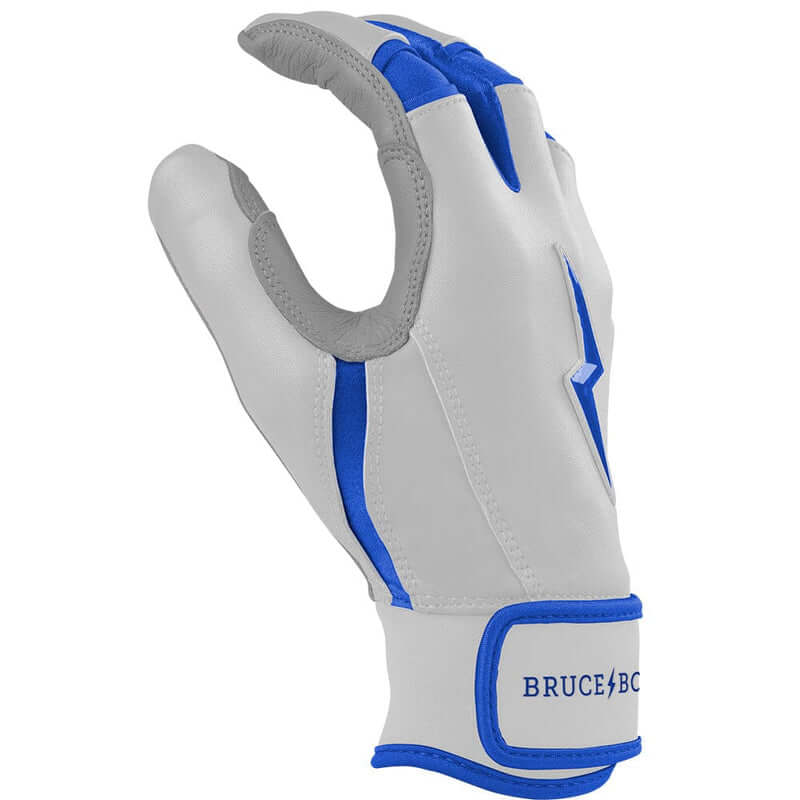 Bruce Bolt Youth Premium Pro Chrome Series Short Cuff Batting Gloves - Royal - Image 5