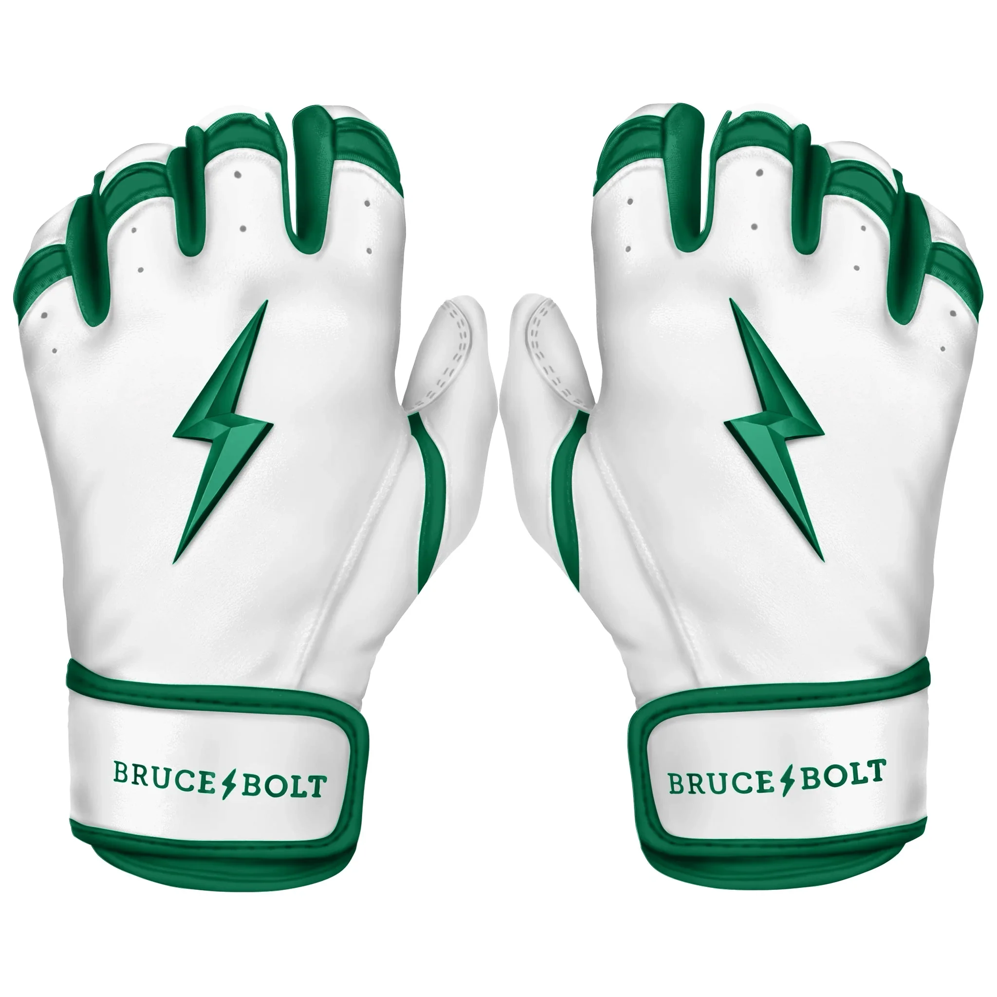 Bruce Bolt Youth Premium Pro Chrome Short Cuff Batting Gloves - Green