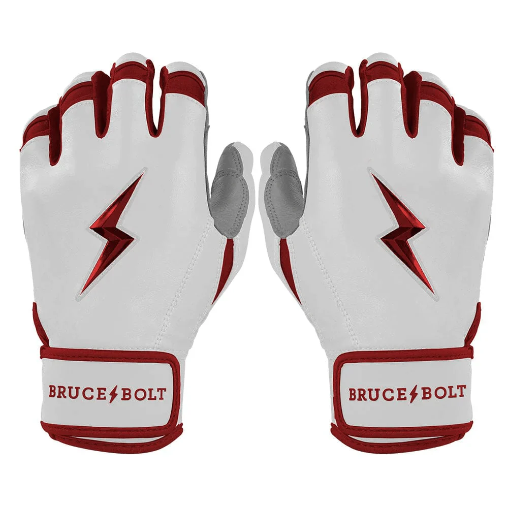 Bruce Bolt Youth Premium Pro Chrome Short Cuff Batting Gloves - Maroon