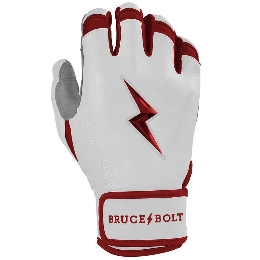 Bruce Bolt Youth Premium Pro Chrome Short Cuff Batting Gloves - Maroon - Image 2