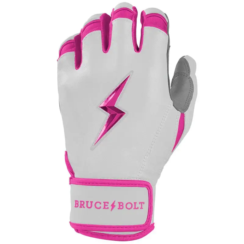 Bruce Bolt Youth Premium Pro Chrome Short Cuff Batting Gloves - Pink - Image 2