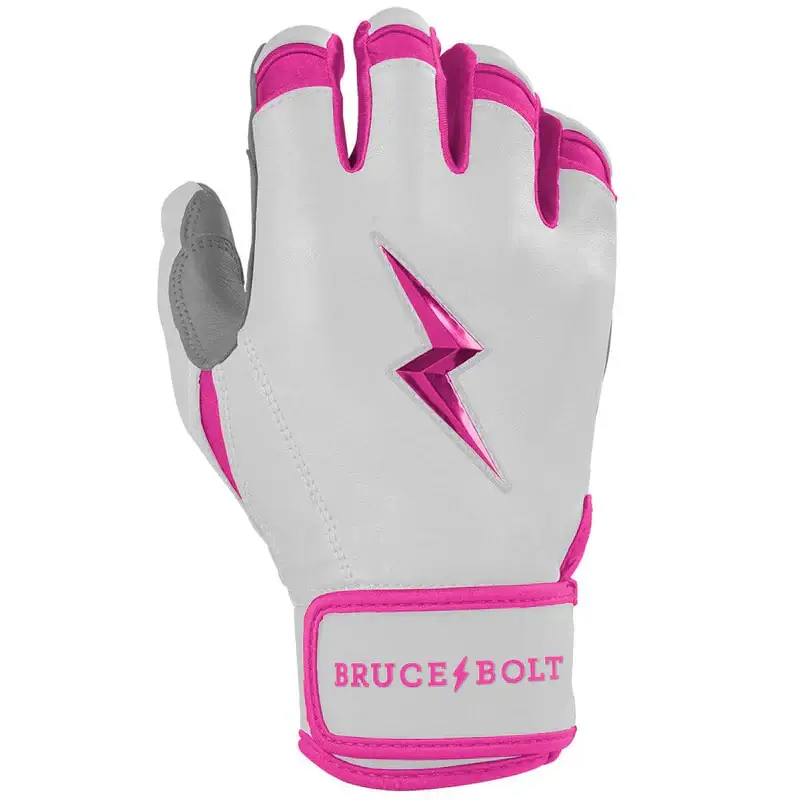 Bruce Bolt Youth Premium Pro Chrome Short Cuff Batting Gloves - Pink - Image 5
