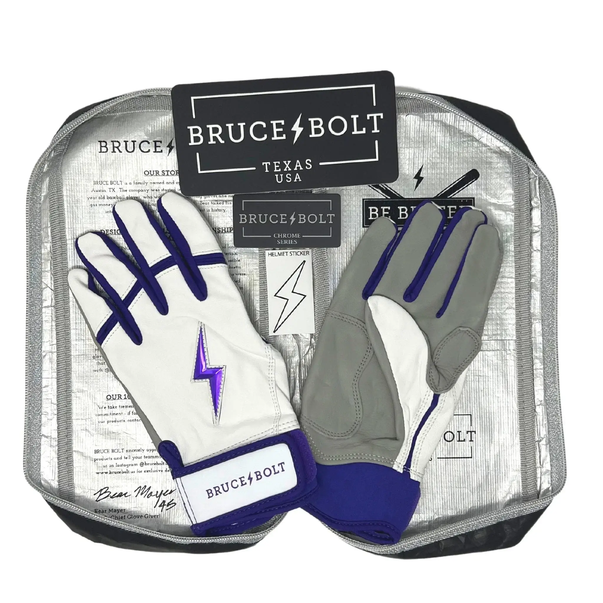 Bruce Bolt Youth Premium Pro Chrome Short Cuff Batting Gloves - Purple - Image 4