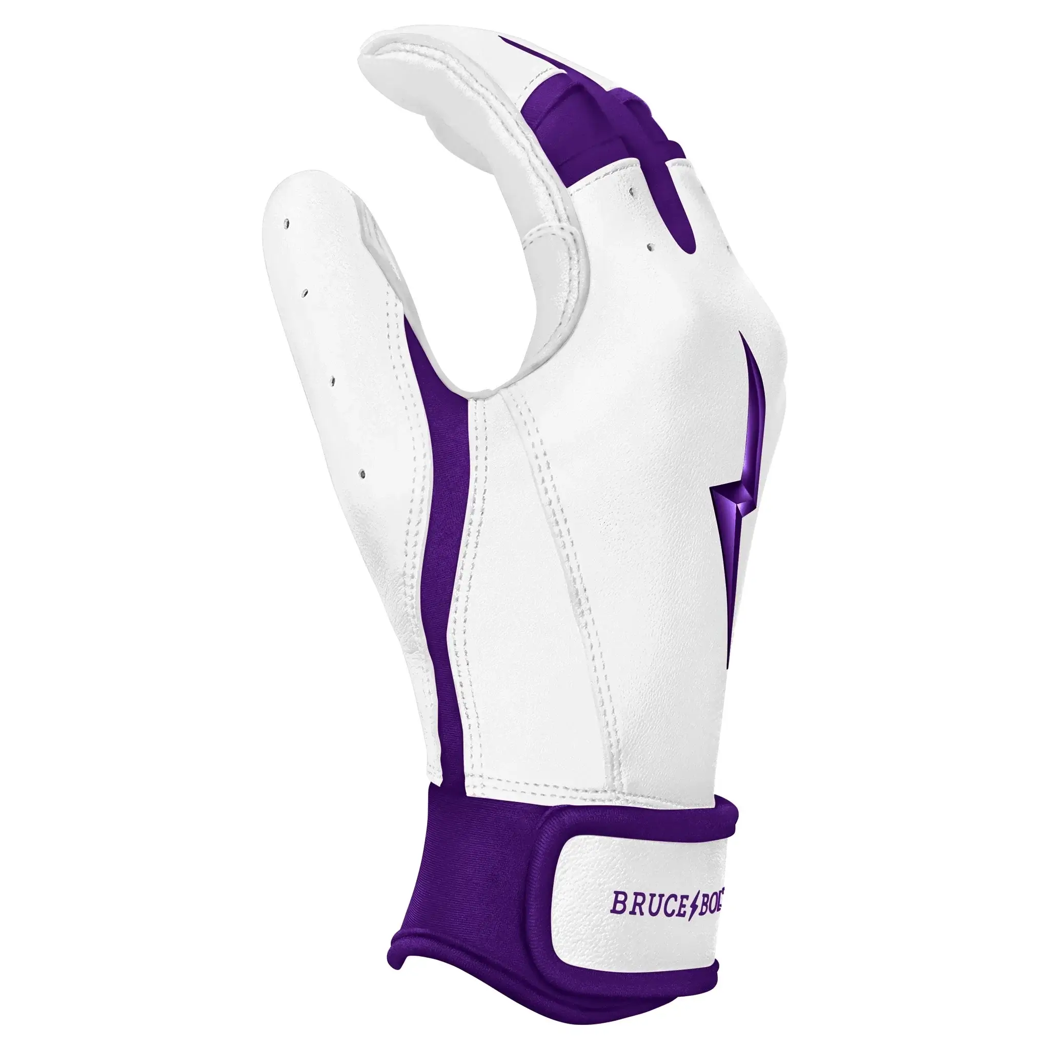 Bruce Bolt Youth Premium Pro Chrome Short Cuff Batting Gloves - Purple - Image 5