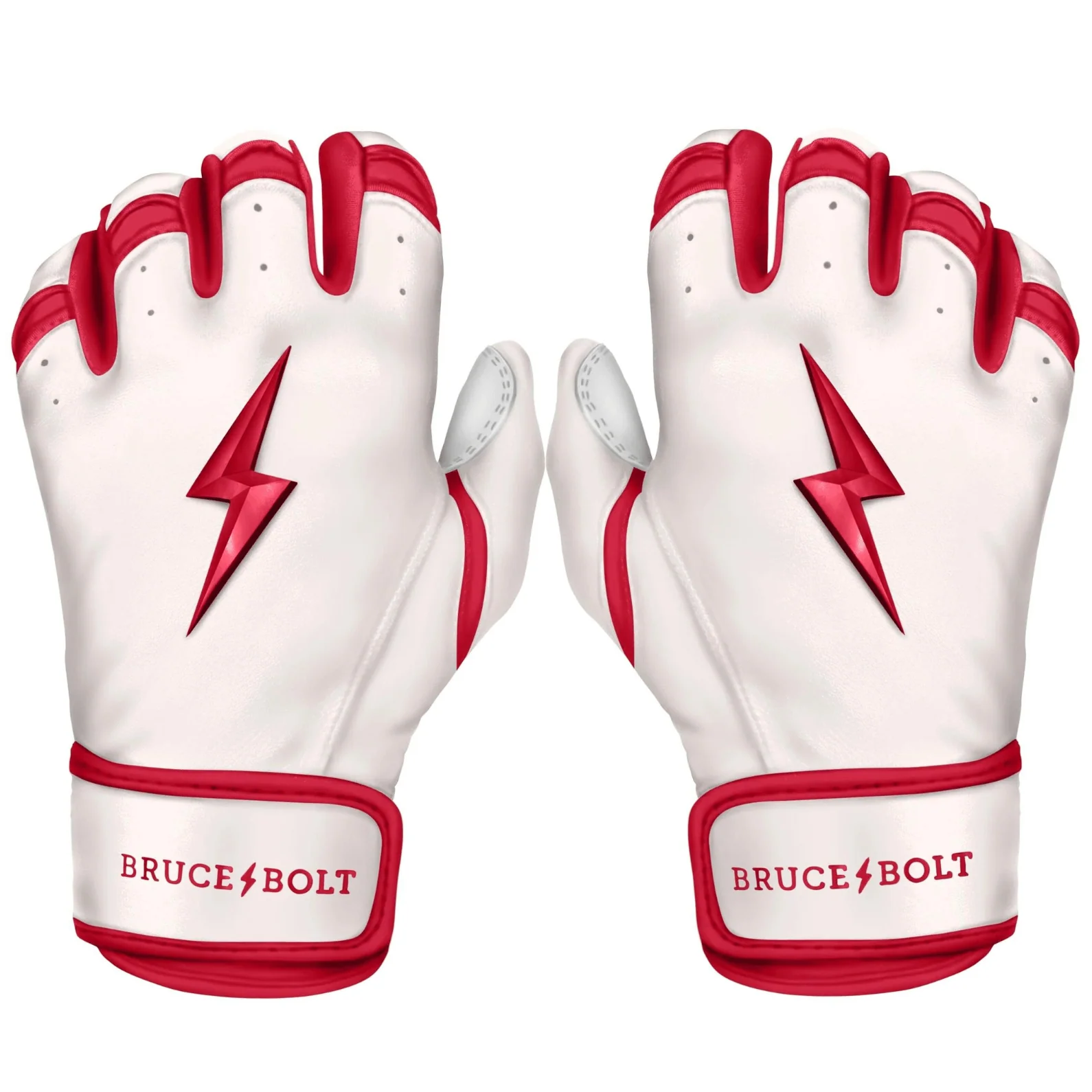 Bruce Bolt Youth Premium Pro Chrome Short Cuff Batting Gloves Red