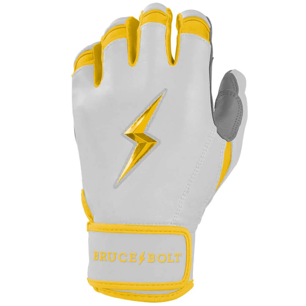 Bruce Bolt Youth Premium Pro Chrome Short Cuff Batting Gloves - Yellow - Image 2
