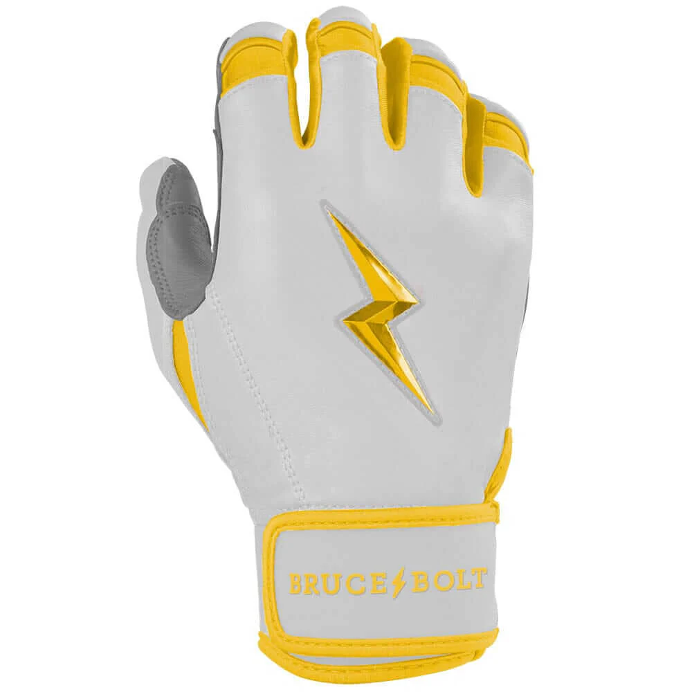 Bruce Bolt Youth Premium Pro Chrome Short Cuff Batting Gloves - Yellow - Image 4