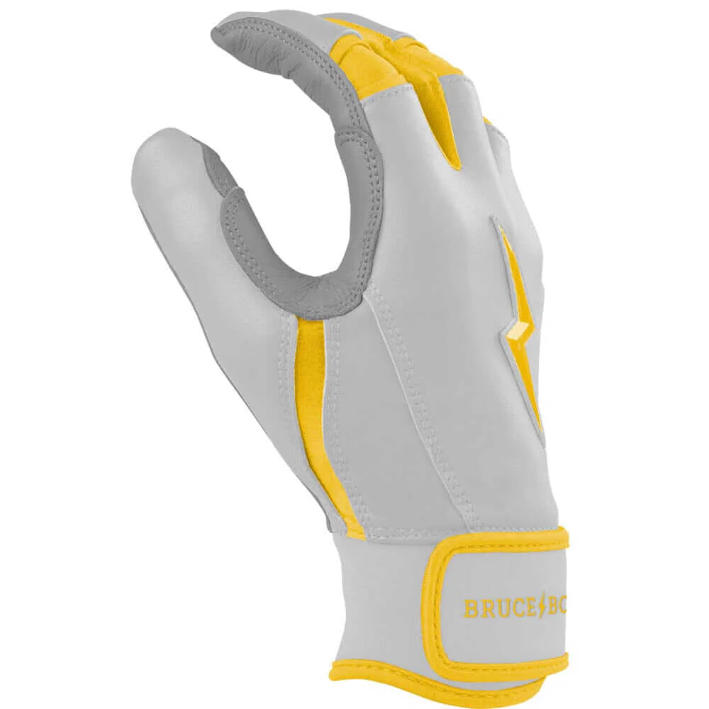 Bruce Bolt Youth Premium Pro Chrome Short Cuff Batting Gloves - Yellow - Image 5