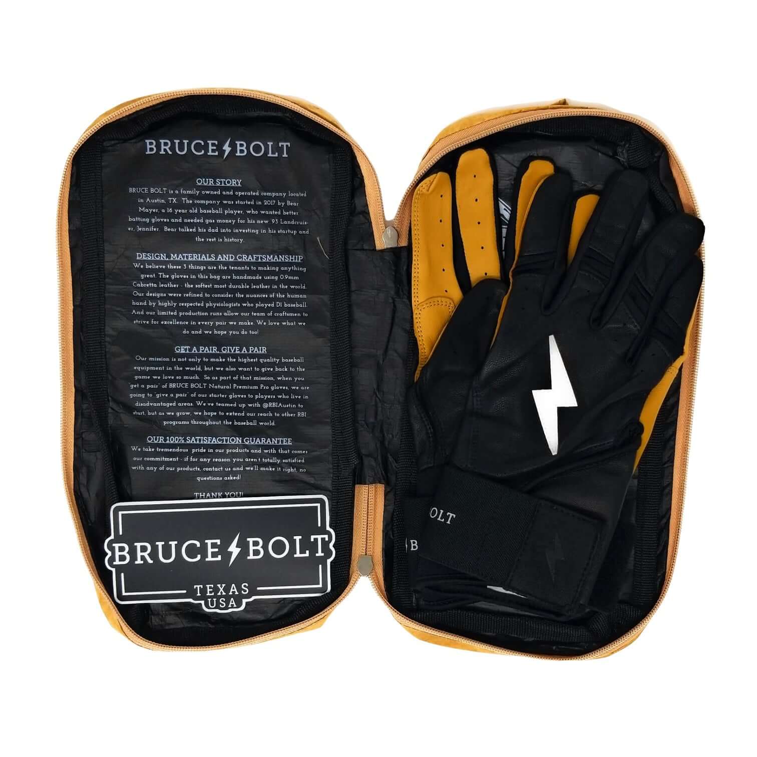 Bruce Bolt Youth Premium Pro Long Cuff Batting Gloves Black - Image 3