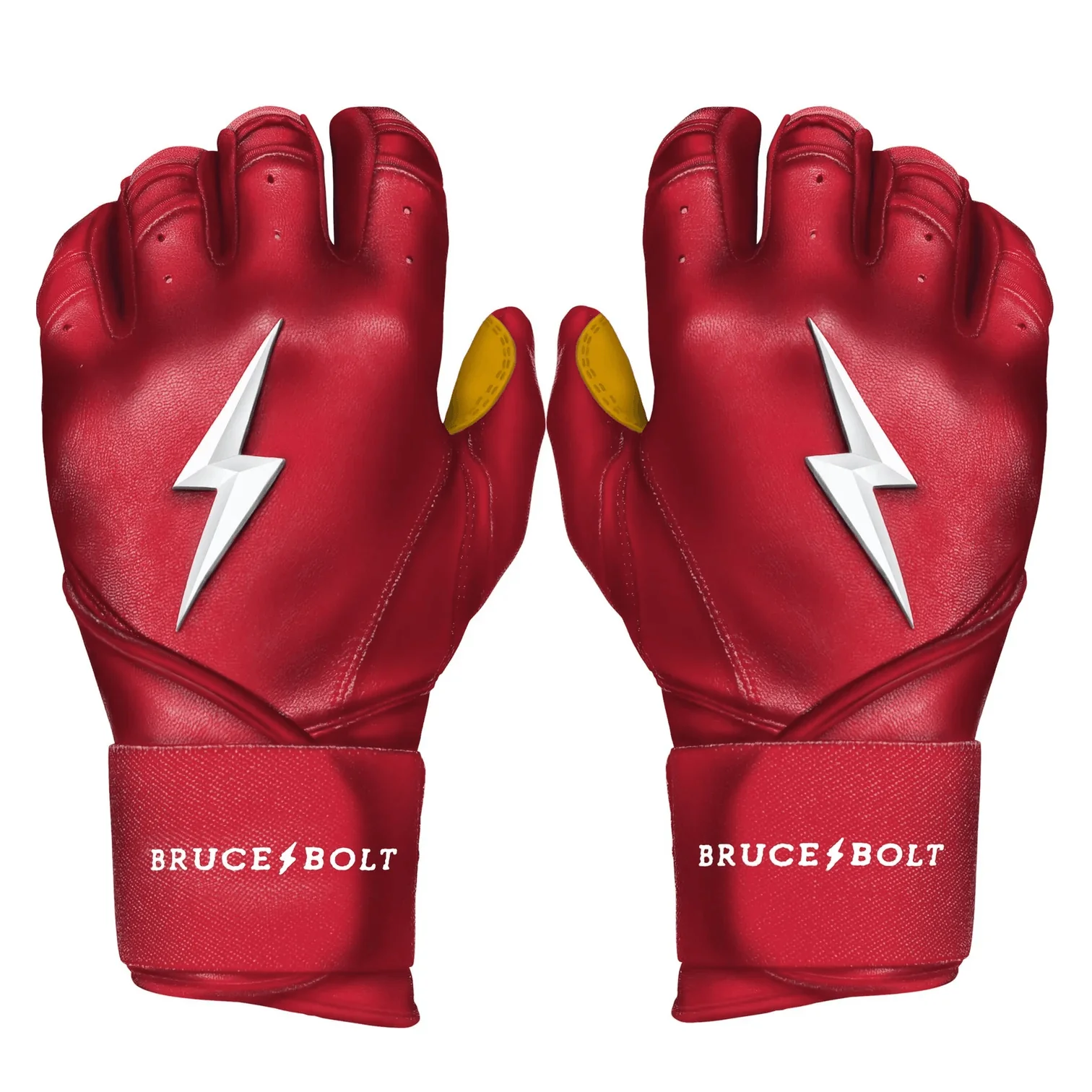 Bruce Bolt Youth Premium Pro Long Cuff Batting Gloves Red - Image 9