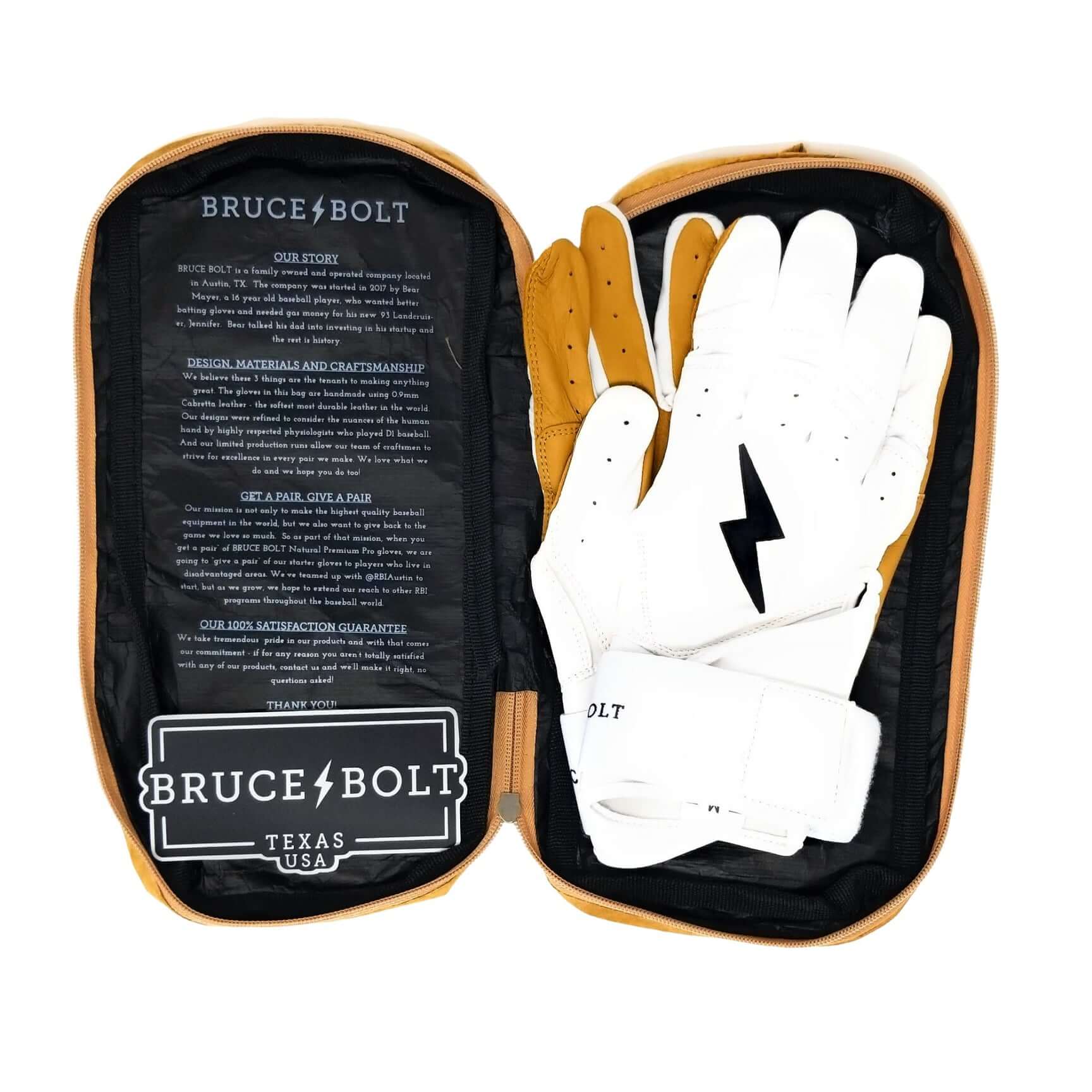 Bruce Bolt Youth Premium Pro Long Cuff Batting Gloves White - Image 5