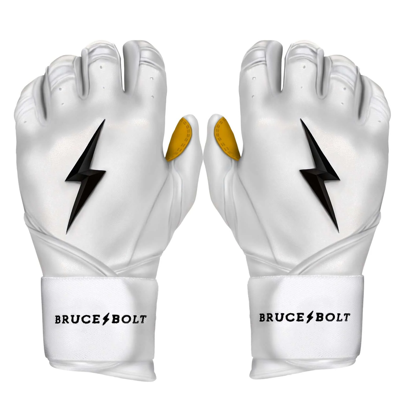 Bruce Bolt Youth Premium Pro Long Cuff Batting Gloves White - Image 9