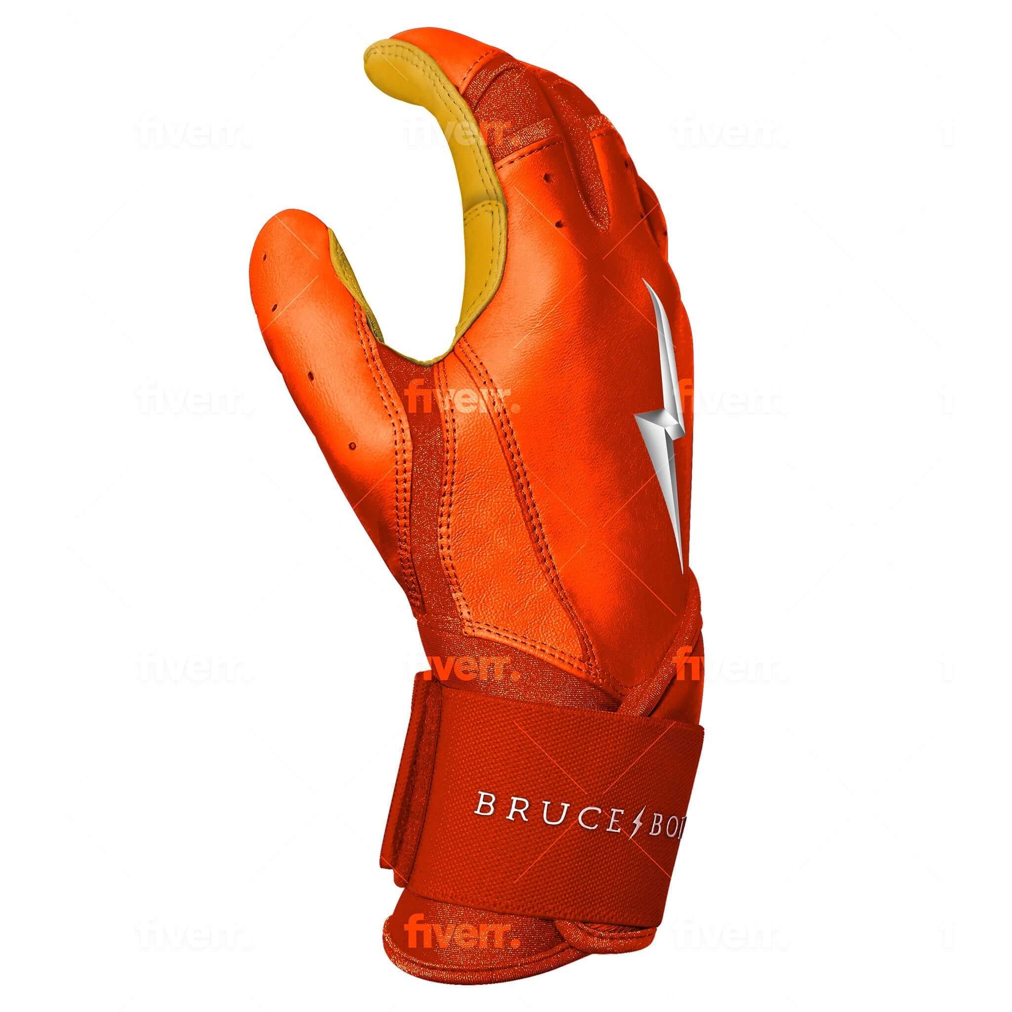 Bruce Bolt Youth Premium Pro  Short Cuff Batting Gloves Orange - Image 6