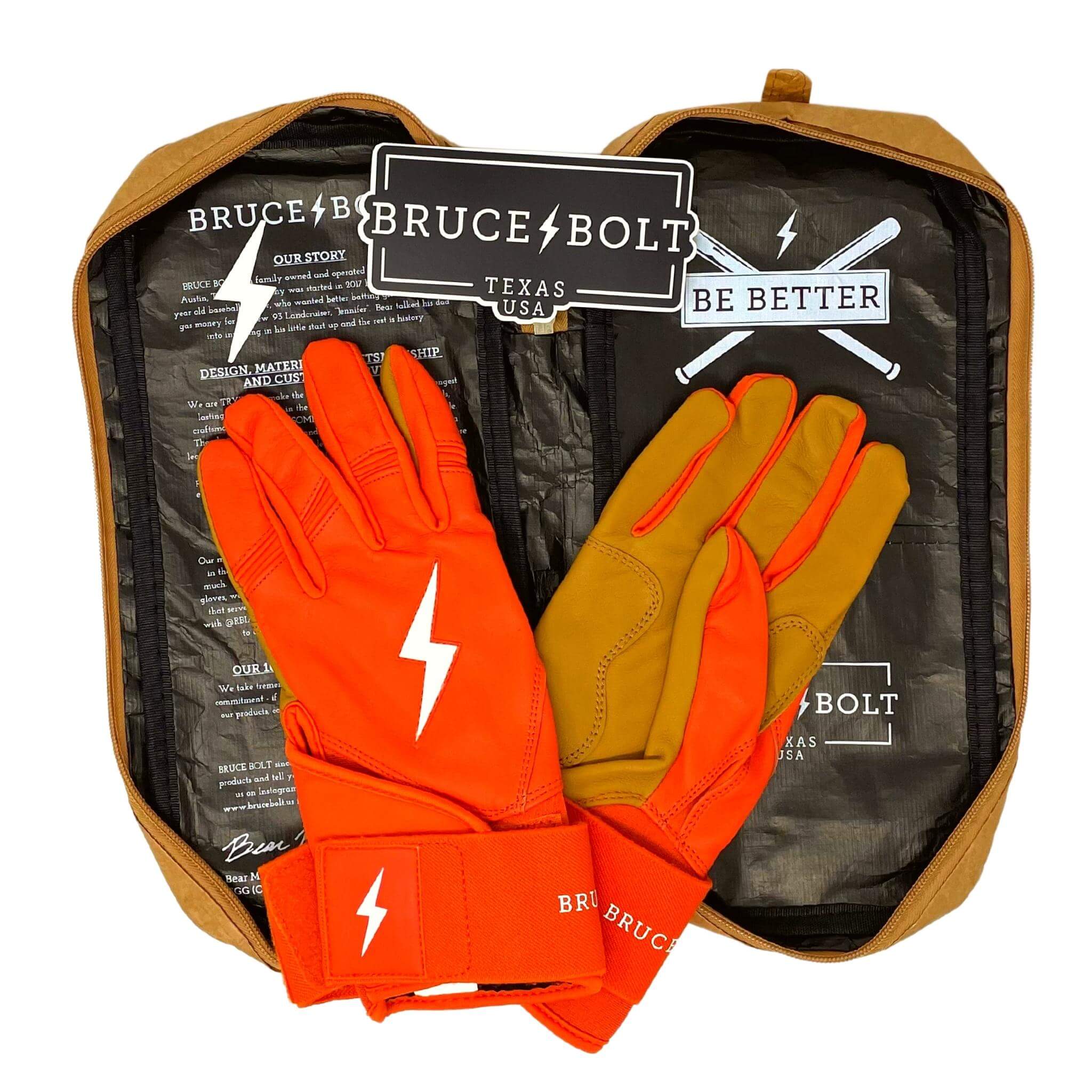 Bruce Bolt Youth Premium Pro  Short Cuff Batting Gloves Orange - Image 7