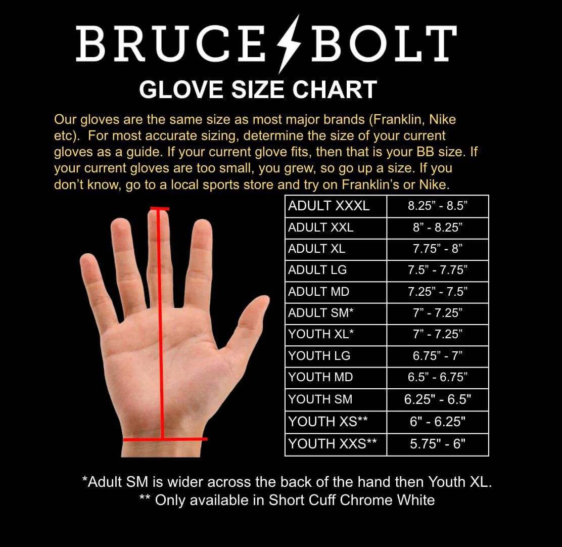 Bruce Bolt Youth Premium Pro Short Cuff Batting Gloves White - Image 5