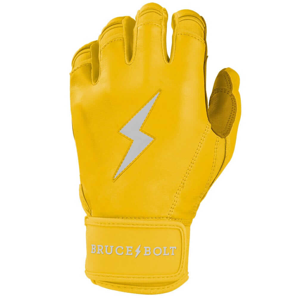 Bruce Bolt Youth Premium Pro Short Cuff Batting Gloves Yellow - Image 3