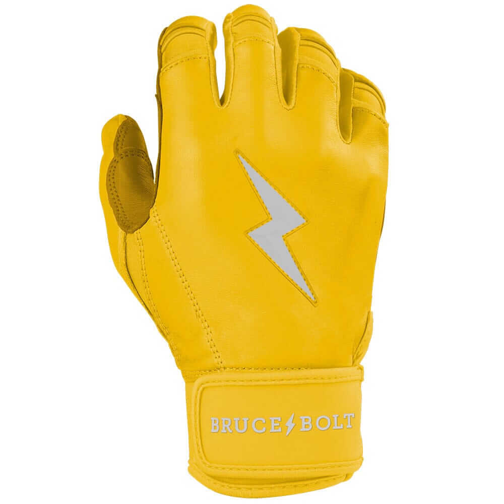 Bruce Bolt Youth Premium Pro Short Cuff Batting Gloves Yellow - Image 4